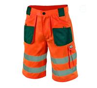 ART.MAS Flash Men’s Hi-Vis Work Shorts - Reflective Safety Class 2 - 8 Pockets - Durable Triple Stitched - Elastic Waistband - Fluorescent Orange/Black - EN ISO 20471
