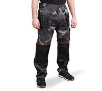 ART.MAS Grey Camou Combat Trousers, Men’s Cargo Pants, Camouflage Workwear, Triple Stitched Cordura Reinforcing Stress, Knee Pads Pocket (40/42, with kneepads)