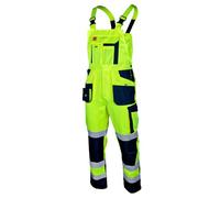 ART.MAS Hi-Vis Bib and Brace Overalls Yellow Class 2 Visibility Work Dungarees with Reflective Bands - Comfort & Safe Construction Railway Highway Workwear (32/34 Inch - 50 EU, NO Knee Pads)