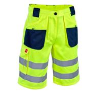 ART.MAS Hi-Vis Yellow Shorts - Men's Safety Work Shorts with Reflective Bands - Lightweight Construction Workwear - Multiple Tool Pockets - Class 2 EN ISO 20471 Certified (38/40 Inch - 56 EU)