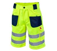 ART.MAS Hi-Vis Yellow Shorts - Men's Summer Class 2 Visibility Work Shorts with Reflective Bands - Lightweight & Quick-Drying - Multiple Tool Pockets - EN ISO 20471