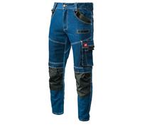 ART.MAS Men's Work Jeans Stretch Blue Kat I - Durable Cotton Blend, Reinforced Knees with Pockets, Multi-Pocket Design, Comfortable Fit, All-Day Wear for Heavy-Duty Jobs (Size: 3XL ; NO kneepads)