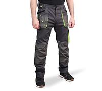 ART.MAS Stretch Slim Work Trousers for Men with Reflective Elements, Slim fit 260 GSM, Triple Stitched Cordura, Reinforcing Stress Points, Knee Pad Pockets (34/36, NO kneepads) Grey