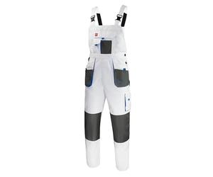 ART.MAS White Bib and Brace Dungaree Mens Multi-Pocket Cargo Heavy Duty Work Overalls, Triple Stitched Cordura Reinforcing Stress Points Knee Pad Pockets (36/38, NO kneepads)