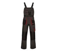 Art.Mas Work Overalls Bib and Brace With Pockets And Knee Pads, Grey-Red, Hard-Wearing Triple Stitched Seams, Comfortable And Durable For Professionals (40/42, NO kneepads)