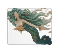 Art Mermaid Mouse Pad with Anti-fray Stitching, Waterproof Gaming Mouse Mat for Women Men Non-Slip Rubber Base Computer Mousepad for Laptop Office Desk Accessories 10 x 12 inch