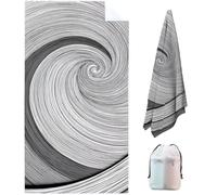 Art Microfibre Beach Towels for Adults Extra Large, 150 x 75 cm Grey Quick Dry Beach Towel with Storage Bag Lightweight Swimming Towel, Sand Free Sun Lounger Towels for Travel, Holiday, Camping 9V-6