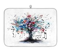 Art Music Magic Tree Microfibre Dish Drying Mat Absorbent Dish Drying Drainers Mats for Kitchen Spoon Glass Plate 40.6 x 45.7 cm