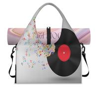 Art Music Note Cd Sports Duffel Bag for Women Men Weekend Overnight Bag with Shoe Compartment Shoulder Tote Luggage Bag for Yoga Gym Travel