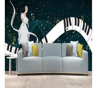 Art Music Piano Dancer Star Line 3D Wallpaper Silky Texture Home Study Office Grey Dining Room Sofa Bedroom Living Room TV Backdrop-150cm×105cm