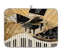 Art Music Piano Note Microfibre Dish Drying Mat Absorbent Dish Drying Drainers Mats for Kitchen Spoon Glass Plate 45.7 x 60.9 cm
