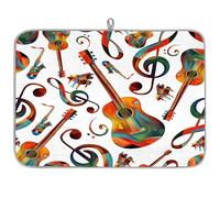 Art Music Theme Microfibre Dish Drying Mat Absorbent Dish Drying Drainers Mats for Kitchen Spoon Glass Plate 40.6 x 45.7 cm