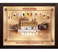 Art n Store All Ten Sikh Gurus Painting, HD Printed Decor & Religious Framed Picture for Home, Office, Gurudwara (Small Size - 7 x 9 inch)