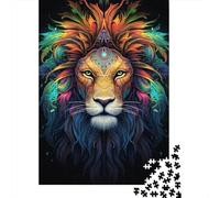 Art Neon Lion Puzzle Difficult Challenge 100 Percent Recycled Cardboard Jigsaw Puzzle for Kids And Adults Age 12 Years Up 1000pcs (38x26cm)