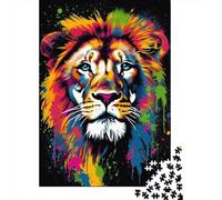 Art Neon Lion Puzzle Difficult Challenge 100 Percent Recycled Cardboard Jigsaw Puzzle for Women Men 1000pcs (38x26cm)