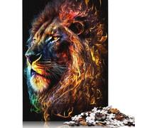 Art Neon Lion Wooden Jigsaw Puzzles for Adults, 500 Piece Puzzle Educational Games Jigsaw Puzzle Gifts for Christmas Birthday 500pcs (52x38cm)