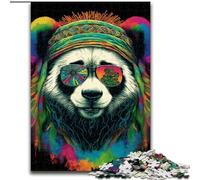 Art Neon Panda 1000 Piece Jigsaw Puzzles for Adults Gifts, Challenging Game And Family Play with Matching Poster And Trivia Sheet (50x75cm)