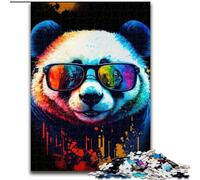 Art Neon Panda Jigsaw Puzzles for Teenagers 1000 Pieces, Challenging Game And Family Play Educational Game for Birthday, Chrismas (26x38cm)
