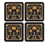 Art Nouveau 4 Coaster Set Vintage Art 1920s Flapper Gatsby Inspired
