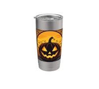 Art Nouveau Autumn Gothic Pumpkin Face Stainless Steel Insulated Tumbler