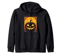 Art Nouveau Autumn Gothic Pumpkin Face Zip Hoodie