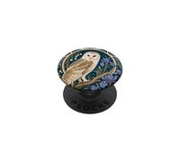 Art Nouveau Barn Owl Blue Iris Floral Design PopSockets Adhesive PopGrip