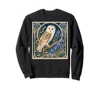 Art Nouveau Barn Owl Blue Iris Floral Design Sweatshirt