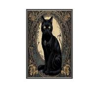 Art Nouveau Black Cat, Goth Dark Art Deco Canvas Poster Wall Art Decor Print Picture Paintings for Living Room Bedroom Decoration 12x18inch(30x45cm)