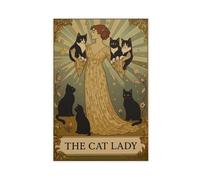 Art Nouveau Cat Lady Tarot Canvas Poster Bedroom Decor Landscape Office Room Decor Gift 12x18inch(30x45cm)