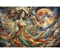 Art Nouveau Contemporary Goddess 1000 Piece Jigsaw Puzzle,Premium Cardboard,Impossible Challenge,Great Gifts,Home Wall Decor,Educational Toy,Adults & Kids 14+,Stress Relief 38x26cm