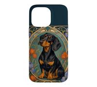 Art Nouveau Dachshund Dog Vintage Floral Design Case for iPhone 14 Pro Max