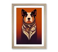 Art Nouveau Dog Framed Wall Art Print A2 Oak