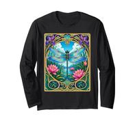 Art Nouveau Dragonfly Lotus Pond Nature Long Sleeve T-Shirt