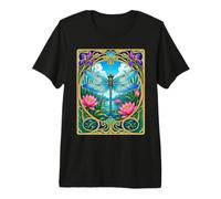 Art Nouveau Dragonfly Lotus Pond Nature Premium T-Shirt