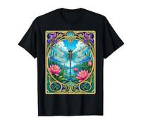 Art Nouveau Dragonfly Lotus Pond Nature T-Shirt