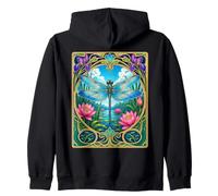 Art Nouveau Dragonfly Lotus Pond Nature Zip Hoodie