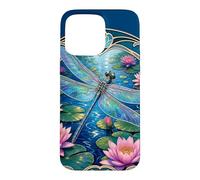 Art Nouveau Dragonfly Water Lily Floral Case for iPhone 15 Pro Max