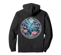 Art Nouveau Dragonfly Water Lily Floral Pullover Hoodie