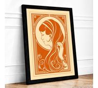 Art Nouveau Elegance Art Deco Framed Wall Art Print A2 (59.4×42cm) Black, Wall Decor for Living Room, Bedroom, Office & Home, Ready to Hang, Art Gift