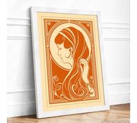 Art Nouveau Elegance Art Deco Framed Wall Art Print A2 (59.4×42cm) White, Wall Decor for Living Room, Bedroom, Office & Home, Ready to Hang, Art Gift