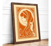 Art Nouveau Elegance Art Deco Framed Wall Art Print A3 (42×29.7cm) Walnut, Wall Decor for Living Room, Bedroom, Office & Home, Ready to Hang, Art Gift