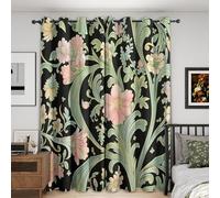 Art Nouveau Flower Curtains Blackout, 52x63 Inch 2 Panels - Vinatge Floral Pattern Black Out Curtains, Home Decor, 63 Drop Eyelet Window Drapes for Bedroom, Living Room KA238