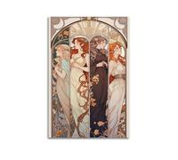 Art Nouveau Four Goddesses with Floral Frames Wall Art, Elegant Vintage Decor Canvas Print for Living Room And Bedroom Artistic Wall Mural Modern Hanging Decor Poster24x36inch(60x90cm)