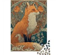 Art Nouveau Fox Illustration Jigsaw Puzzles Puzzle for Adults Kids. 1000 Piece Whimsical Challenge Toy Educational Game Home Decoration for Adults& Kids Age 14 Years Up 70x50cm/1000pcs