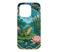 Art Nouveau Frog on Lily Pad Pond Nature Art Case for iPhone 15 Pro