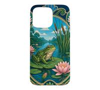 Art Nouveau Frog on Lily Pad Pond Nature Art Case for iPhone 15 Pro Max