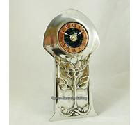 Art Nouveau Honesty Design Pewter Clock Archibald Knox Style | Silver Colour 21.3cm H | Made in England | AK14