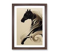 Art Nouveau Horse Framed Wall Art Print A2 Walnut