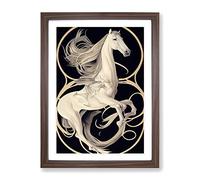 Art Nouveau Horse Framed Wall Art Print A2 Walnut