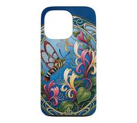 Art Nouveau Hummingbird Moth with Honeysuckle Flowers Case for iPhone 13 Pro
